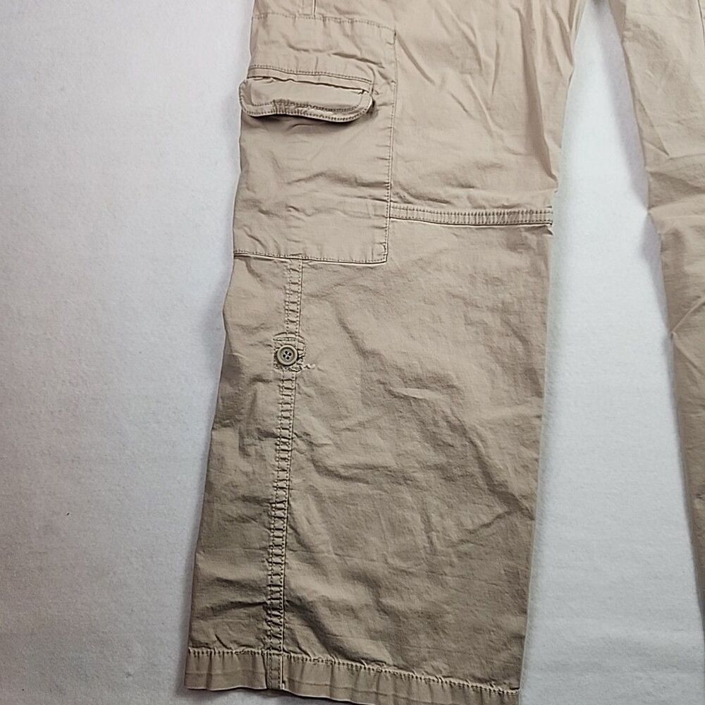 Style & Co Womens 14 Khaki Embroidered Roll Tab Hem Capri Pant Capri Drawstring - Picture 6 of 12